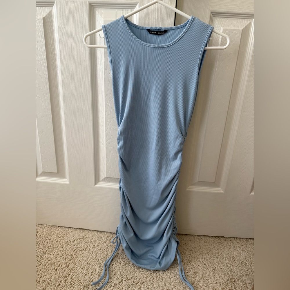 SHEIN Blue Ruched Bodycon Mini Dress